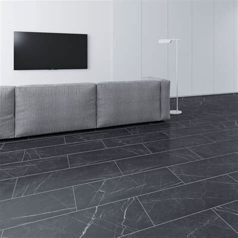 FAUS Industry Tile 8mm Black Marble Waterproof Tile Laminate Flooring (S180239) | Leader Floors