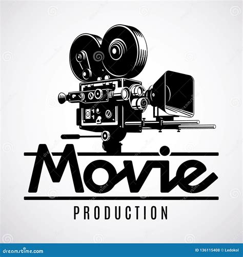 Old Fashioned Movie Film Camera, Logo Design Template, Black and White ...