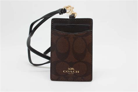 Coach Signature C Brown Black Lanyard, Badge ID Credit Card Holder ...