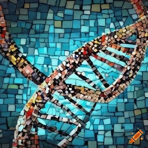 Dna helix mosaic mural