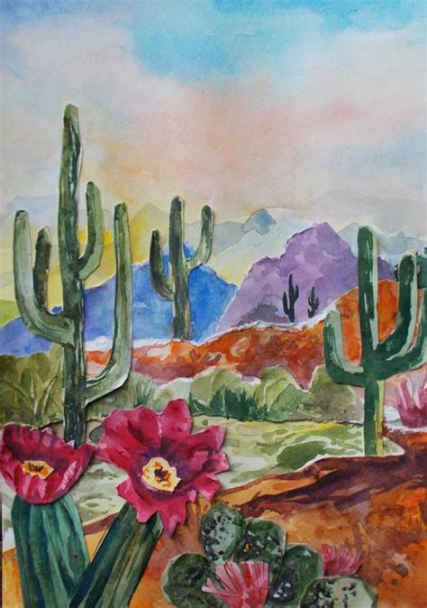 Desert Cactus Painting at PaintingValley.com | Explore collection of Desert Cactus Painting