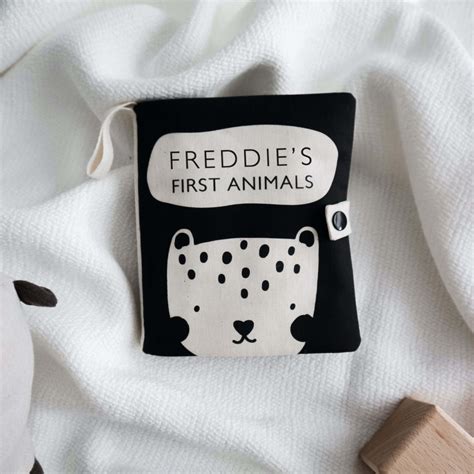 Personalised first animals soft crinkle baby book– Paper and Wool