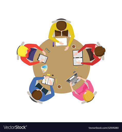 Cartoon team meeting Royalty Free Vector Image