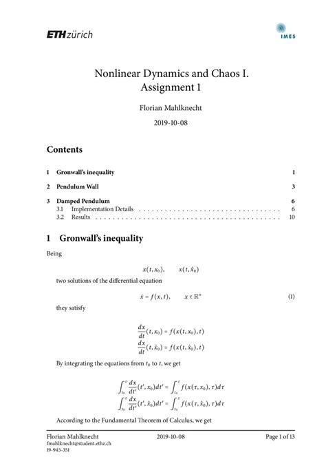 Nonlinear Dynamics and Chaos | Florian Mahlknecht