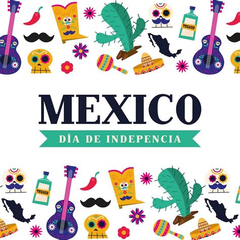 Independence day of Mexico celebration with icons 1995097 Vector Art at Vecteezy