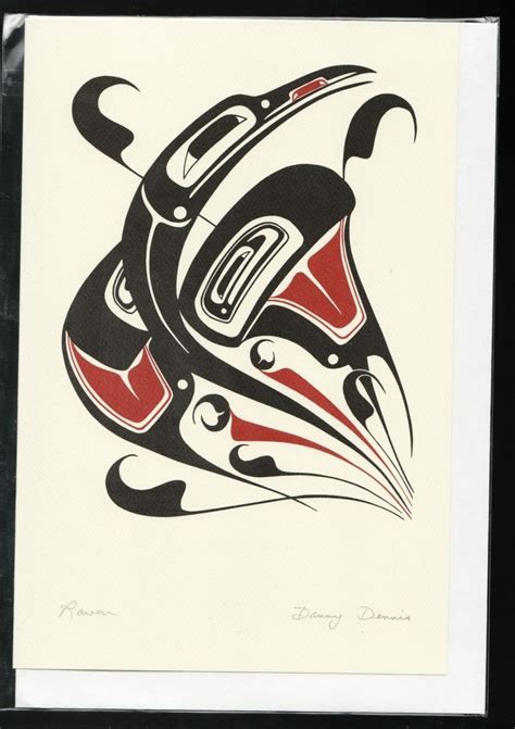 New • DANNY DENNIS • ART CARD Totem RAVEN inspired Haida design art ...