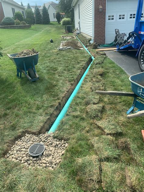 Underground Drainage System Installation Draining Gutter Downspout ...