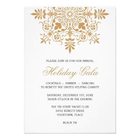 Baroque Amber Ornamental Holiday Gala Invitation | Zazzle.com | Holiday gala invitations, Gala ...