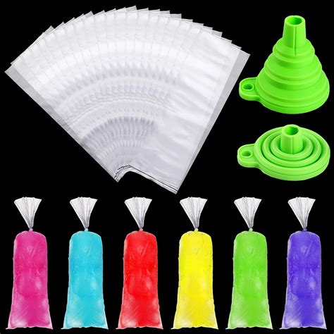 240 Pieces Ice Popsicle Bags Disposable Ice Pop Mold Bags Plastic Ice Candy Bags with Silicone ...