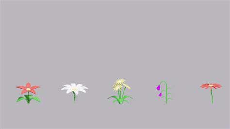 3D Cartoon Nature Flowers Pack - TurboSquid 1566005