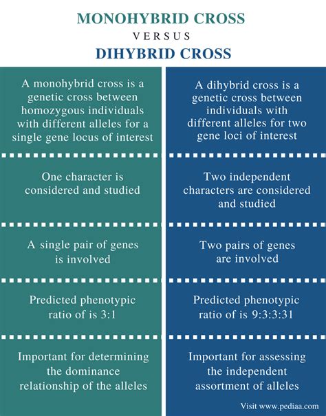 Difference Between Monohybrid Cross and Dihybrid Cross | Definition, Traits, Process ...