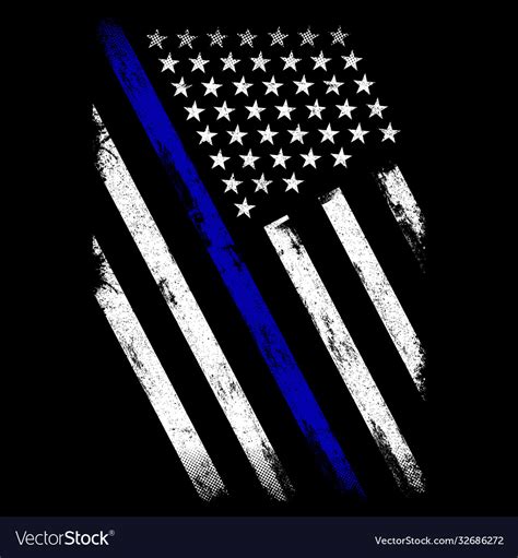 Thin blue line flag - police officer - flag Vector Image