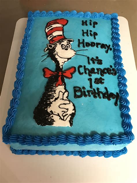 Dr. Seuss first birthday cake! Cat in the Hat cake! #nofondant | First birthday cakes, Cake, Hat ...