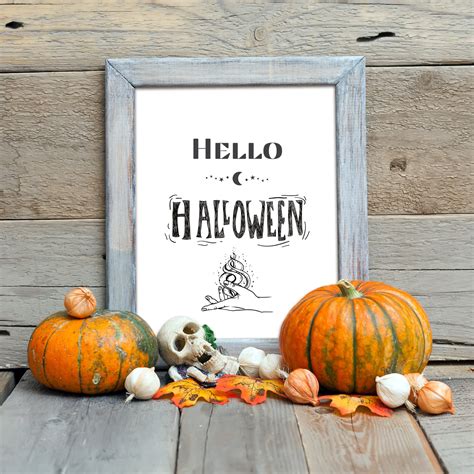 Hello Halloween Festive Sign Halloween Poster Halloween | Etsy