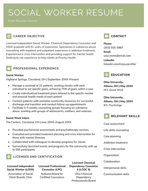 Social Work Resume Example & Writing Guide