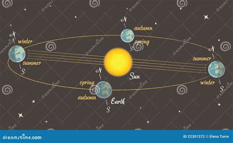 Astronomy Lesson: The Seasons On Earth Vector Stock Vector ...