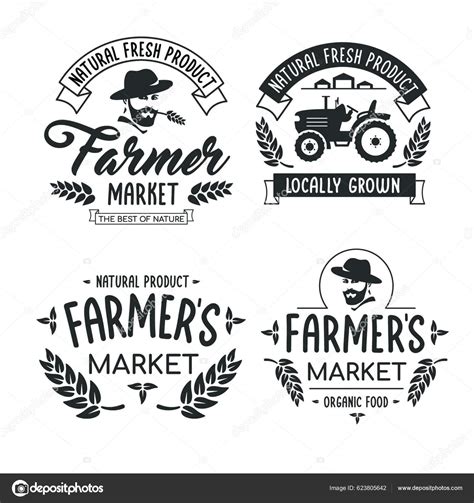 Farmers Market Logos Template Vector Objects Set Trendy Retro Style Stock Vector by ©YAY_Images ...