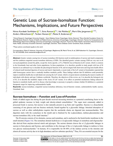 (PDF) Genetic Loss of Sucrase-Isomaltase Function: Mechanisms ...