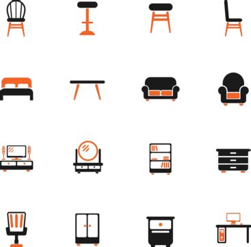 Furniture Icon Set Bedside Table Mirror Lamp Vector, Bedside Table, Mirror, Lamp PNG and Vector ...