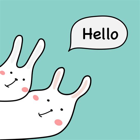 Hand Drawn Cute Bunny With Say Hello Design Element Vector Illustration. 584317 Vector Art at ...