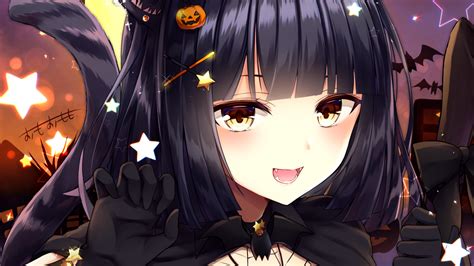 Halloween Anime Original HD Wallpaper by おもおもも