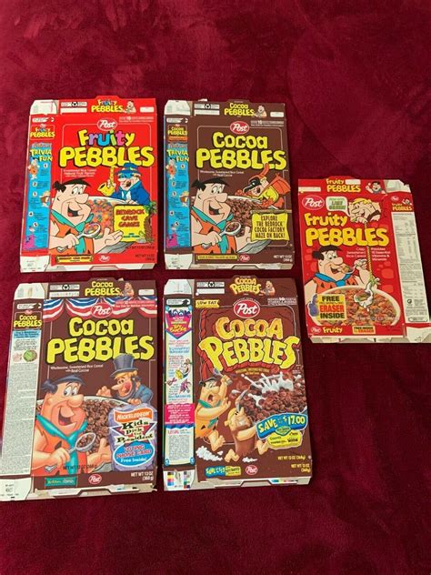 Cocoa/Fruity Pebbles Cereal box lot of 5 vintage from 1986,1995,1996 (2 ...