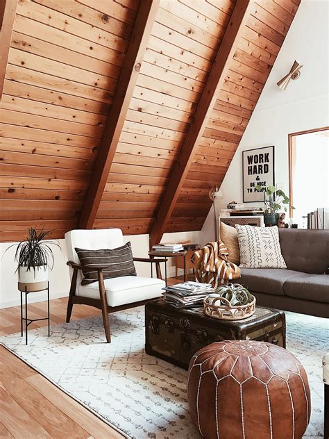 boho A-frame cabin decor #aframeinterior | Cabin living room, Modern ...