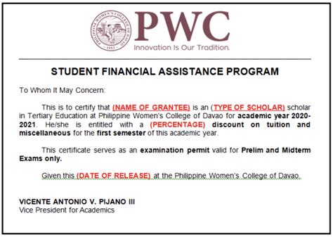 Online Scholarship Application Guidelines - Philippine Women's College of Davao