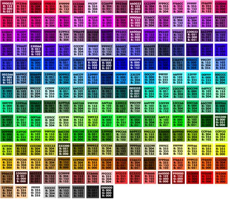 68+ Web Safe Color Chart