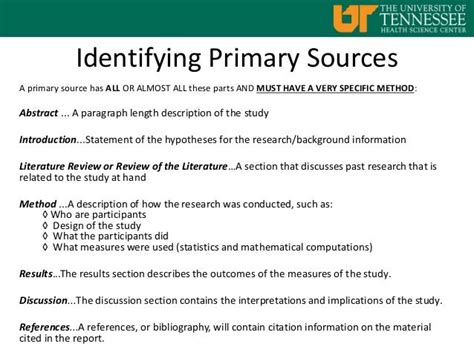 Literature review of primary sources