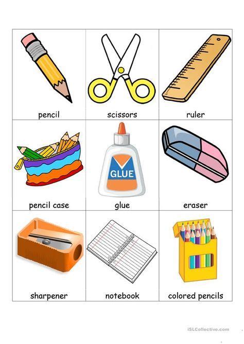 School supplies and extra bingo worksheet - Free ESL printable worksheets made by te… | Material ...