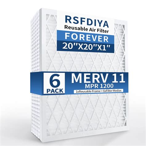 RSFDIYA Air Filter 20x20x1, 6-Pack MERV11 MPR 1200 HVAC AC Furnace ...