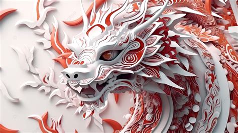 Stunning 3d Illustration Featuring A White Oriental Dragon Silhouette Adorned With Colorful Red ...