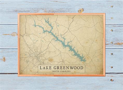 Vintage Style Map of Lake Greenwood South Carolina USA - Etsy