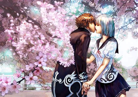 Anime Cherry Blossom Couple Hd Wallpapers - Wallpaper Cave