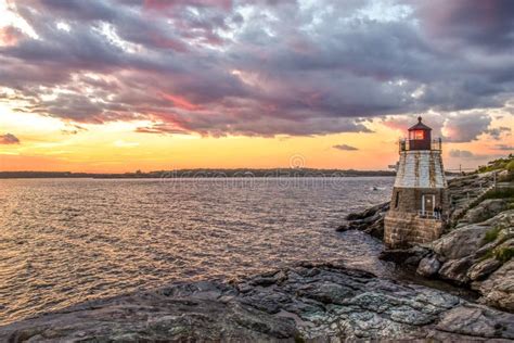 Castle Hill Lighthouse at Sunset Stock Image - Image of gorgeous ...