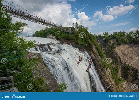 Fly Over Montmorency Wateerfall with a Zipline Editorial Stock Photo ...