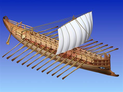 greek ancient ship bireme obj