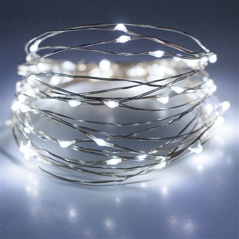 Battery Operated Lights - 30 Cool White Battery Operated LED Fairy Lights, Silver Wire