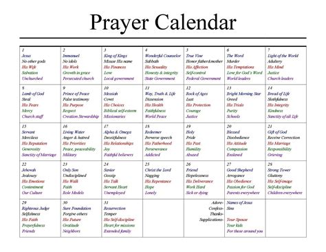 Free Daily Scripure Prayer Calendar | Get Your Calendar Printable