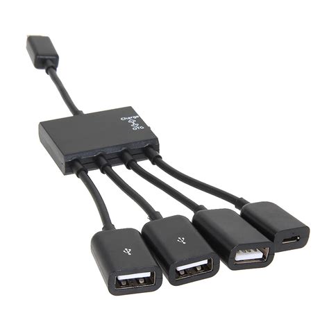 NEW Black USB Hub Connector Spliter 4 Ports Micro USB Power Hub ...