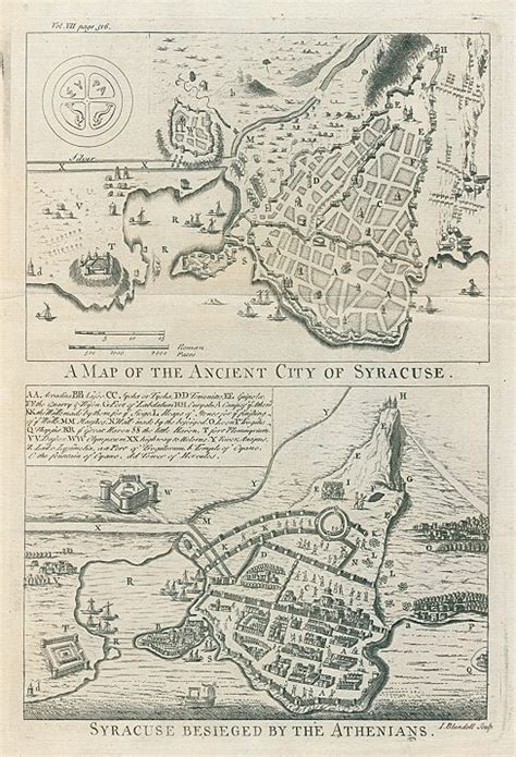 Ancient Syracuse, two plans, 1745