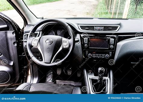 Car interior of Nissan editorial stock photo. Image of design - 95624663