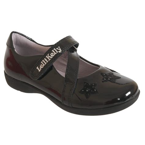 Lelli Kelly Cross Stars Patent Black Girls School Shoes - Lelli Kelly ...