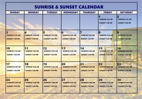 Sunrise And Sunset Calendar – Calendar Template 2023