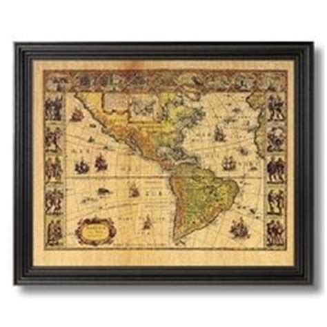 Solid Wood Black Framed Old World Map Vintage Style Photo Wall Decor Pictures Art Print Picture ...