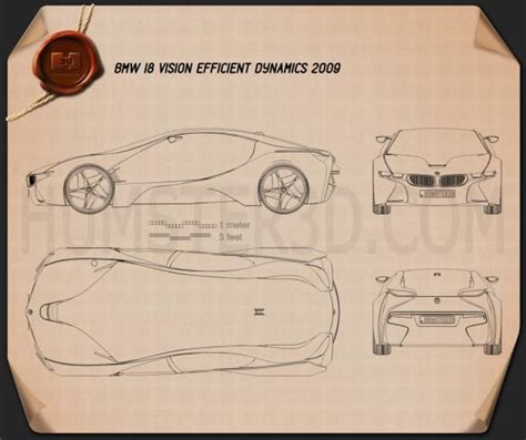 BMW i8 concept 2009 Blueprint - Hum3D