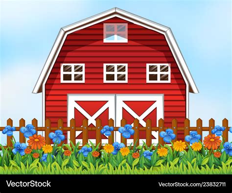 A farm house scene Royalty Free Vector Image - VectorStock