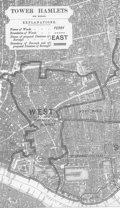 Map, Borough of Tower Hamlets, West, 1885, London, UK Old London, London Uk, Tower Hamlets ...