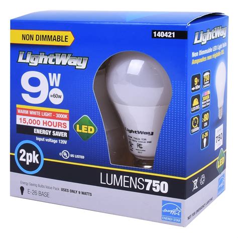 Bulb A19 LED Non-Dimmable 9W Soft White 2pk